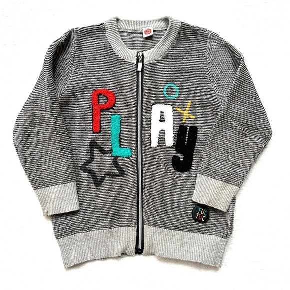 ⭐️ 5 for $25 TUC TUC Spain Kids Gray PLAY Sweater with Front Zipper Size 2 - Picture 1 of 6